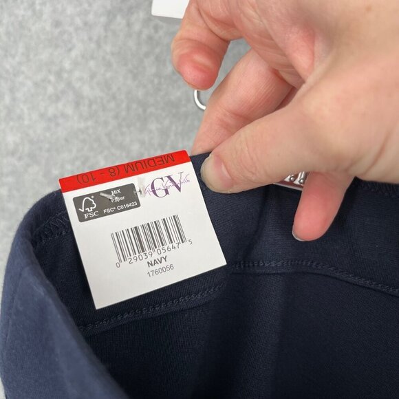 Gloria Vanderbilt Wide Leg Point Crop Pant Size M Navy Blue Pull On Pockets NEW - Picture 6 of 14